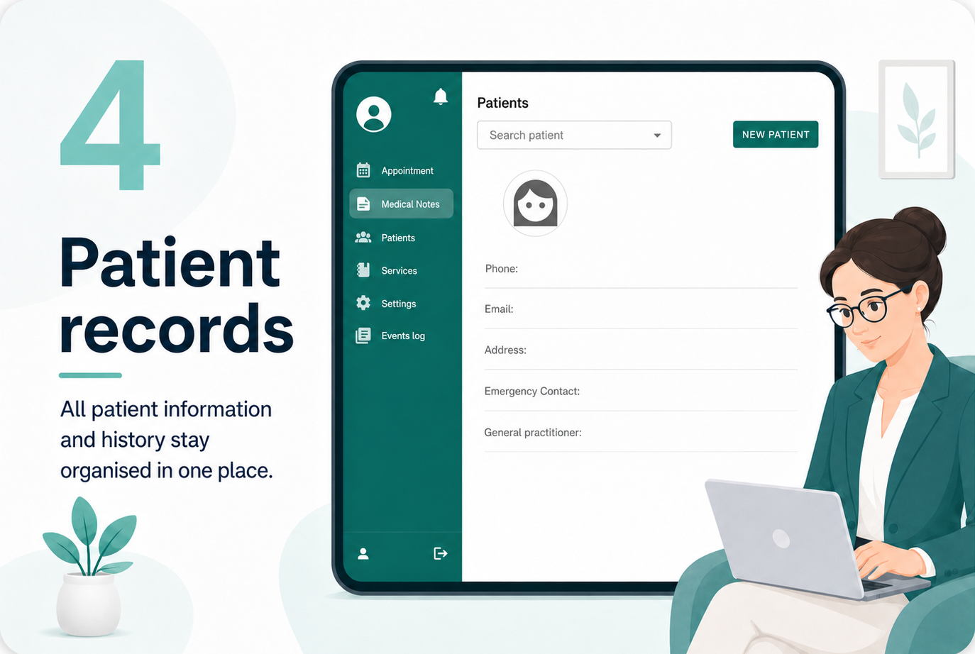 Organized patient records and history in XIA